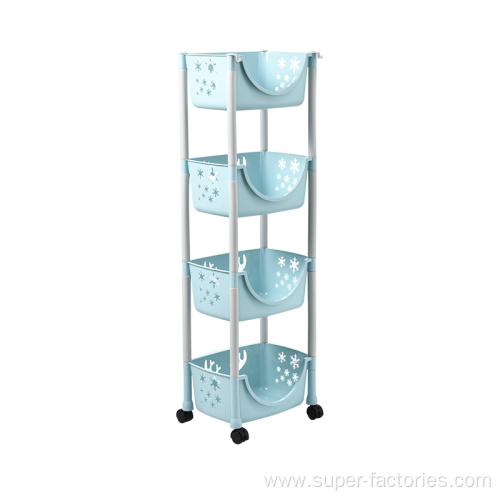 Shelf Rack with 4 Storage Baskets and Wheels